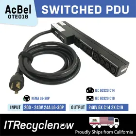 L6-30p Acbel Ote018 Switched Pdu 8-outlet 6x C13 2x C19 1ph 240v 5.76kw 24a 1u