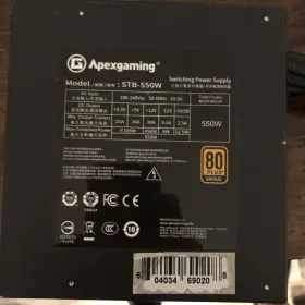 Stb-550w Apexgaming Stb-550w- 550watt 80 Plus Bronze Power Supply. Sparkling Clean