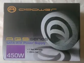 Ap-400xs12v Apower Ags Sata Atx Power Supply 450w 80mm Fan