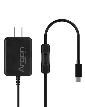 Argon Forty 6974297860552 Usb C Power Supply With Switch Raspberry Pi 4 Black