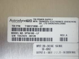 Astrodyne Tdi Sps6100lf Sps6100-lf Dc Power Supply 0-500v 6a 3000w