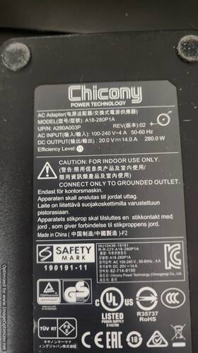 Chicony A18280p1a Original Oem Power Supply Model A18-280p1a For Laptop Computer
