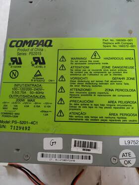 Compaq 166572-001 Power Supply 166569-001 Ps2015 Tested Good Ps-5201-4c1