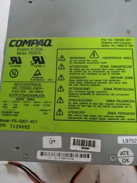 Ps-5201-4c1 Compaq 166572-001 Power Supply 166569-001 Ps2015 Tested Good