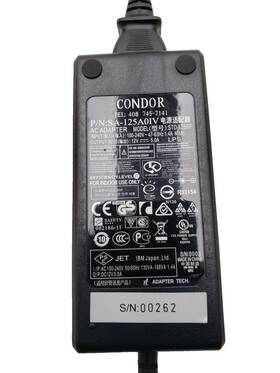 Condor Sa-125aoiv Ac Adapter 12v 5.0a 60w With Power Cord P/n Sn 00262 Tested