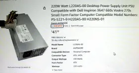 L220as-00 Dell L220as00 Power Supply Unit