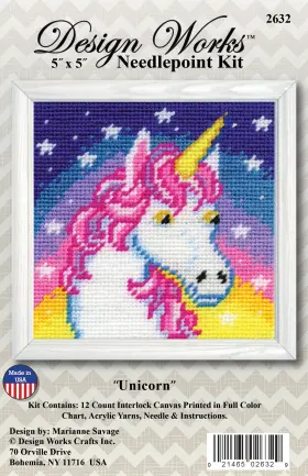 5a0032qm-1h4fy Design Works Needlepoint Kit 5 Inch X5 -unicorn -