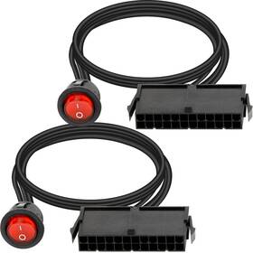 Dkardu Nr-us-080 2 Pack 24 Pin Atx Red Led Power On/off Switch Jumper Bridge Adapter Cable For