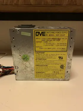 Dsp-1514p Dve Power Supply 150w Aux Molex Fdd Vintage Computer Psu