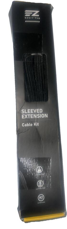 Ezdiy-fab 711488341153 Ezdiy-fab Psu Extension Cable Sleeved Custom Mod Pc Power Supply Black