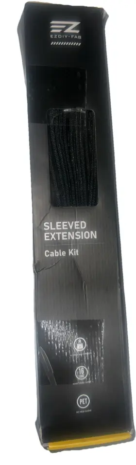 Ezdiy-fab 711488341153 Psu Extension Cable Sleeved Custom Mod Pc Power Supply Black
