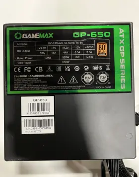 Gp-650 Game Max 931858720069 Gamemax 650w Power Supply 80 Plus Bronze