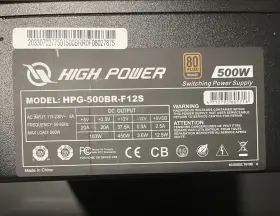 500br-f12s High Power 500brf12s Hpg 80 Plus Bronze 500w Non-modular Free Cpu Cooler