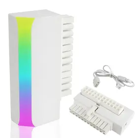 Hszjsto 735530523179 Atx 24-pin 90 Degree Power Connector Adapter 5v 3 Pin Argb Rainbow Female To