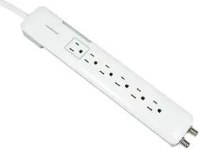 109199 Inc. Power And Surge - 6 Outlet Slim Protector Strip With Coaxial Line Prot