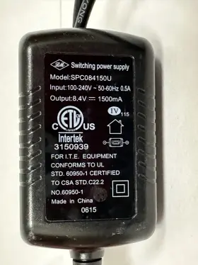 Spc084150u Intertek 3150939 Switching Power Supply 100-240v 0.5a 8.4vdc 1.5a