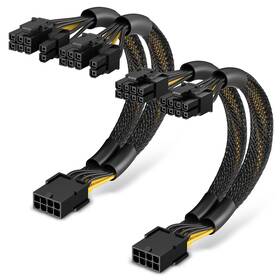 J&d Pcie-8p-2x6 2p-bzx-9in-2pk 2-pack Pcie 8 Pin To Dual 6 2 Power Adapter Cable 9 Inches With Hea