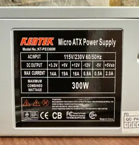 Kt-ps3300m Kentec Kentek Micro Atx Power Supply 115v Pc 300w. Works