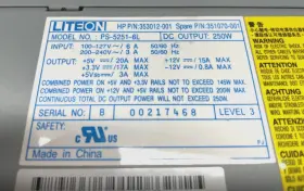 353012-001 Liteon Ps-5251-6l 250w Max Power Supply From Working Hp Unit P/n