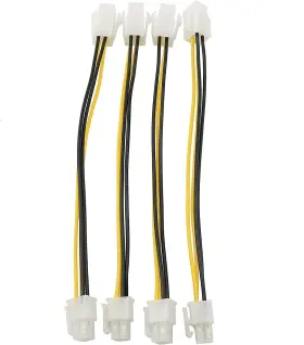 Longdex 750225360747 Atx Plug Cpu Power Adapter Cable 4pcs 8inch 4-pin Male To Femal