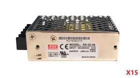 Rs-25-48 Mean Well Lot Of 15 48v 0.57a 25w Din Rail Power Supplies 100-240vac