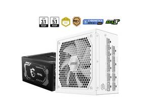 Msi 824142429327 Maga1000glpcie5white 1000w Fully Modular Atx Power Supply White