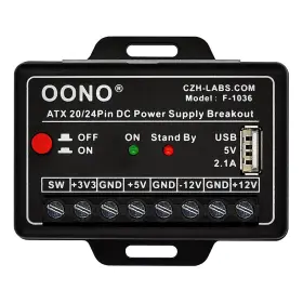 Oono 954525591984 Atx 24/20-pin Dc Power Supply Breakout Module With 2.1a Usb Port