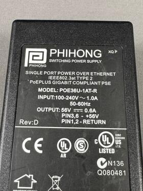 Phihong Poe36u-1at-r Poe Single Port Power Over Ethernet - Preowned
