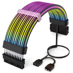 Rgb-24 Sirlyr 24 Pin Rgb Cable Extension 5v 3pin Argb Psu For Black Pc Builds Travel