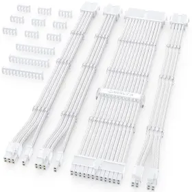 Ycx-1 Sirlyr Psu Cable Extension Kit Bright White Sleeved Pc Cables Extensions Mod 24pin A