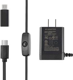 Smraza Sd04 5.1v 3a Power Supply Compatible With Raspberry Pi 4 On/off Switch Usb-c