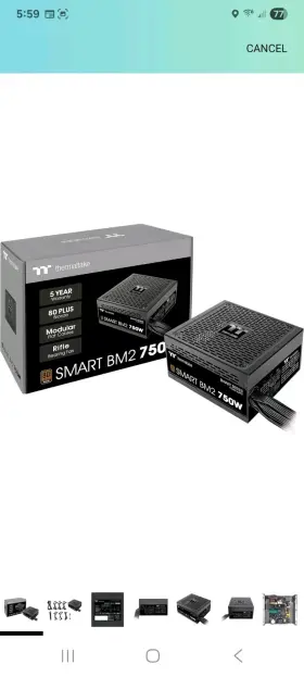 Psspd0750mnfabu1 Thermaltake Smart Bm2 80plus Bronze 750w Semi-modular Power Module Supply