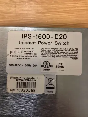 Ips-1600-d20 Wti - Western Telematic Internet Power Switch Dual 20a 120v 16 5-15r