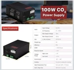 Cloudray 100W CO2 Laser Power Supply 220V For Tubes Engraver Open. Price: $167.79.