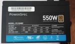 Powerspec Ps 550BF 550W 80+ Bronze Atx Non-modular Supply Open. Price: $39.99.