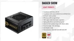 Fsp SDA500 Dagger 500W Sfx Power Supply With Cables Used. Price: $49.95.