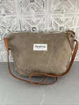 Newton Supply Co. Waxed Canvas & Leather Strap Crossbody Bag Color Taupe Pre-owned. Price: $49.99.
