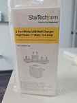 Startech Travel Usb Wall Charger - 2 Port White Universal Adapter New. Price: $22.00.
