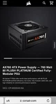 Corsair AX760 Watt 750 Atx 80+ Plus Platinum Fully Modular Power Supply Psu New. Price: $249.99.