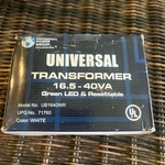 Transformer, Universal UB1640WR Green Led 16.5VAC 40VA-NEW. Price: $14.00.