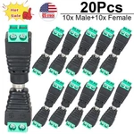 20PCS Male+female Dc Power Jack Connector Adapter Plug 2.1 X 5.5MM For Cctv Us New. Price: $6.99.