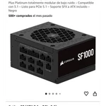 Corsair SF1000 Sfx 1000W Modular Power Supply Atx 3.1 Pcie 5.1 80 Plus Platinum New. Price: $189.00.
