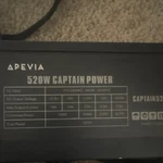 Apevia CAPTAIN520W Atx Power Supply Black 115-230V Used. Price: $22.23.