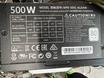 Cooler Masterwatt Lite 500W Desktop Power Supply MPX-5001-ACAAW Tested Used. Price: $39.90.