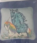 Vintage Rainbow Unicorn Needlepoint Kit Nip Design #30141 14"X14" New. Price: $79.00.